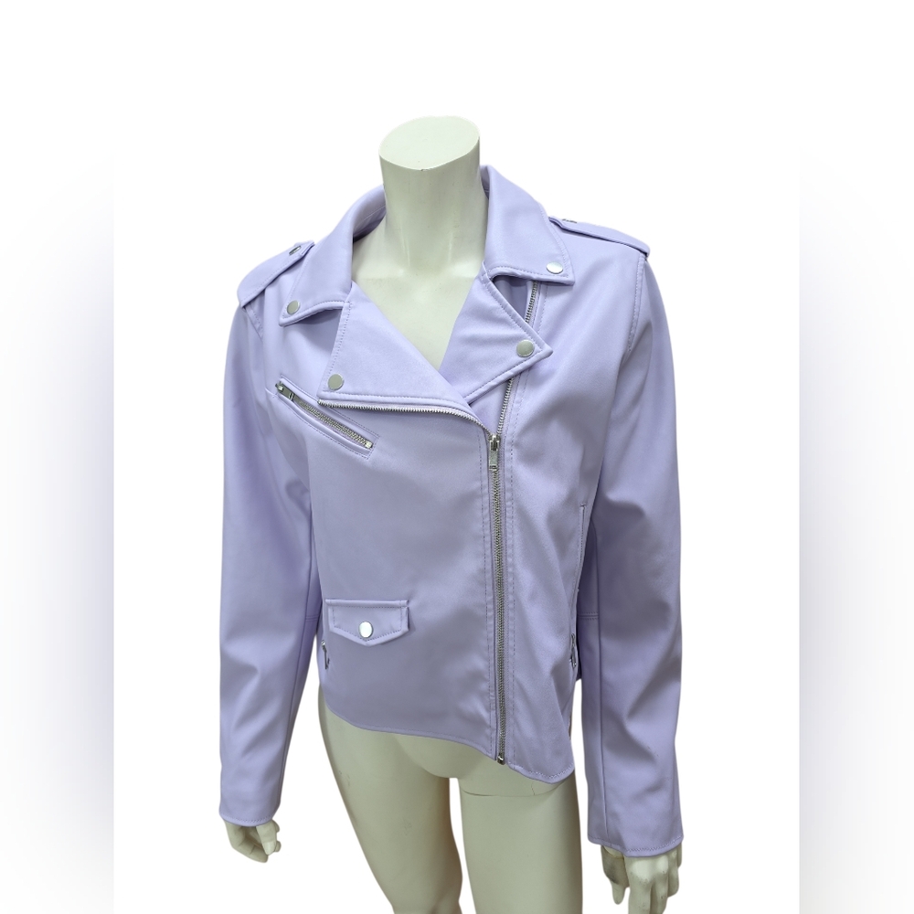 Nine West Lavender Faux Leather Moto Jacket